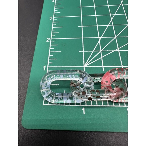 Clear Translucent Cable Link  Multicolor Acrylic Chain Link Necklace 18” - Picture 9 of 10